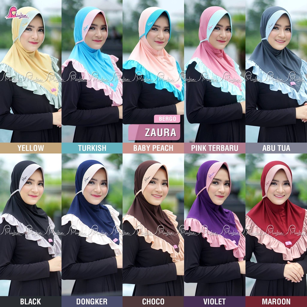 Bergo Zaura Miulan | Jilbab Jersey Tali | Jilbab Sekolah | Jilbab Rampel Murah | Grosir Jilbab Murah