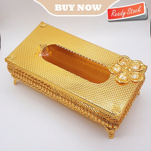 LUXURY Metal Klasik Gold Tempat kotak tisu Tissue Box elegant Melati