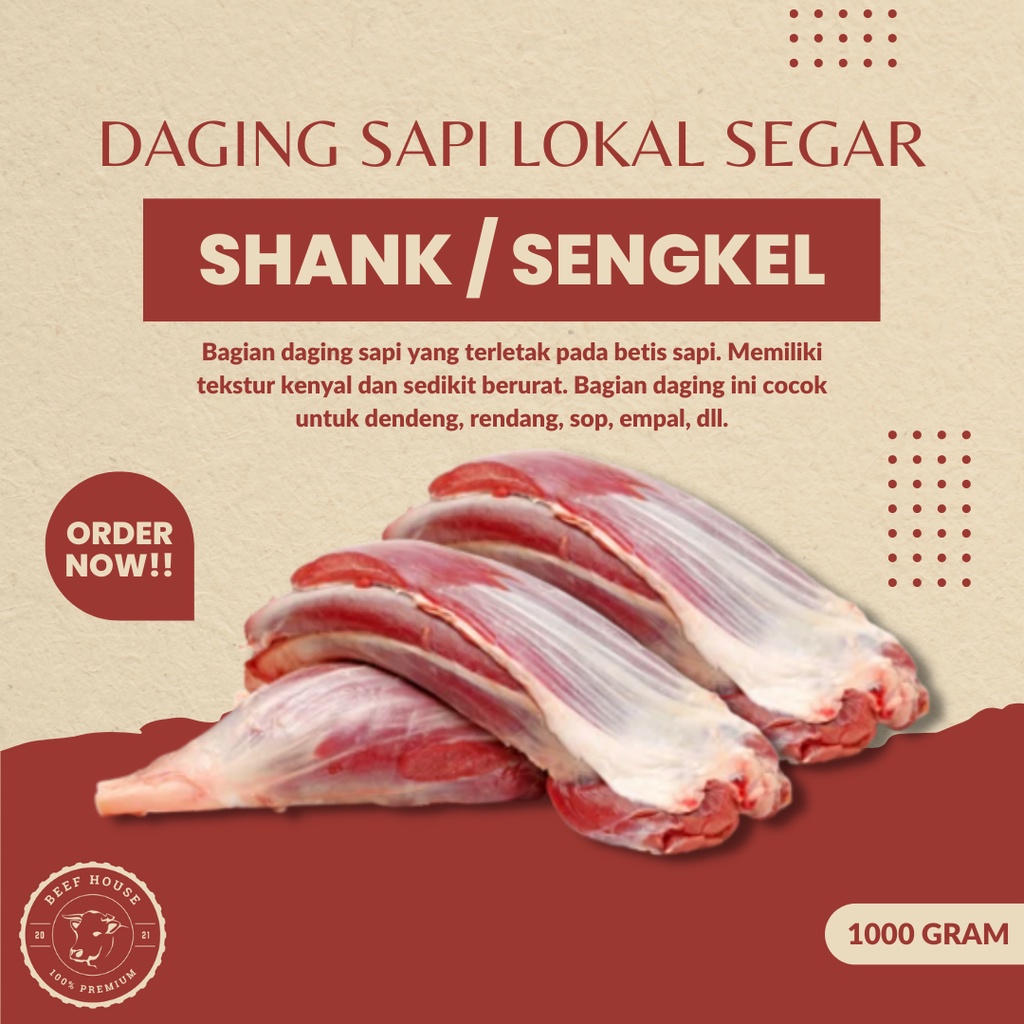 

Daging Sapi Segar Sengkel Shank Lokal Fresh 1000 Gram