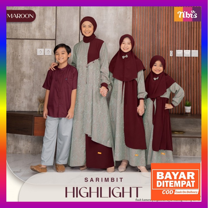 Sarimbit Nibras Terbaru 2022 Highlight Maroon Promo Baju Sarimbit Keluarga Muslim Lebaran Pasangan C