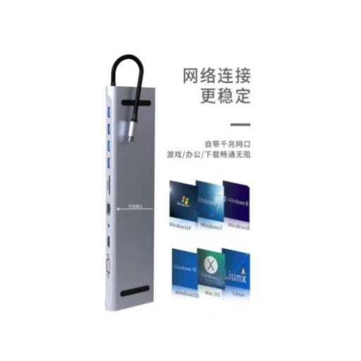 Type c thunderbolt to hdtv vga lan rj45 usb 3.0 Tf sd 3.5mm audio pd usb-c converter 11in1 docking station 4k 1080p gigabit 5Gbps 2tb byl-2003