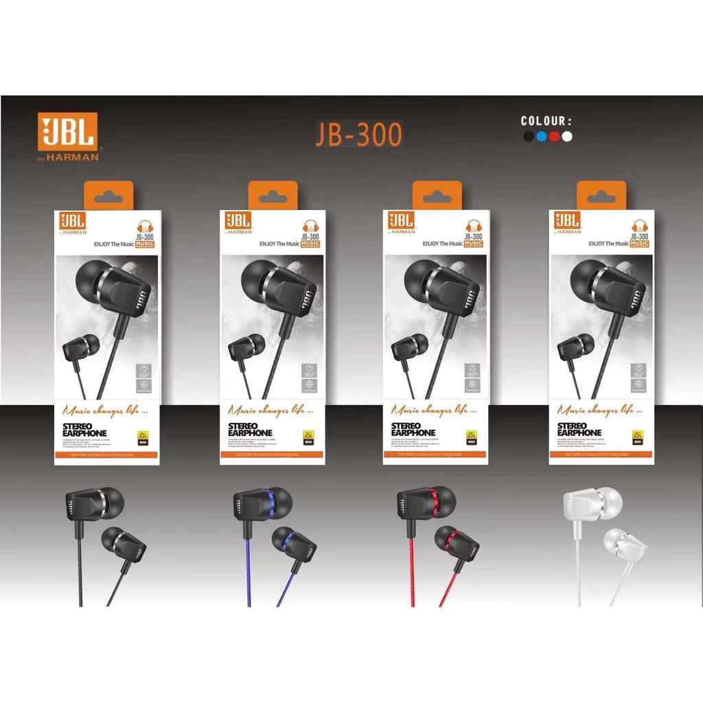 Hf / Headset Merk J-B-L J300 Super Bass + Packing Import Earphone  J301