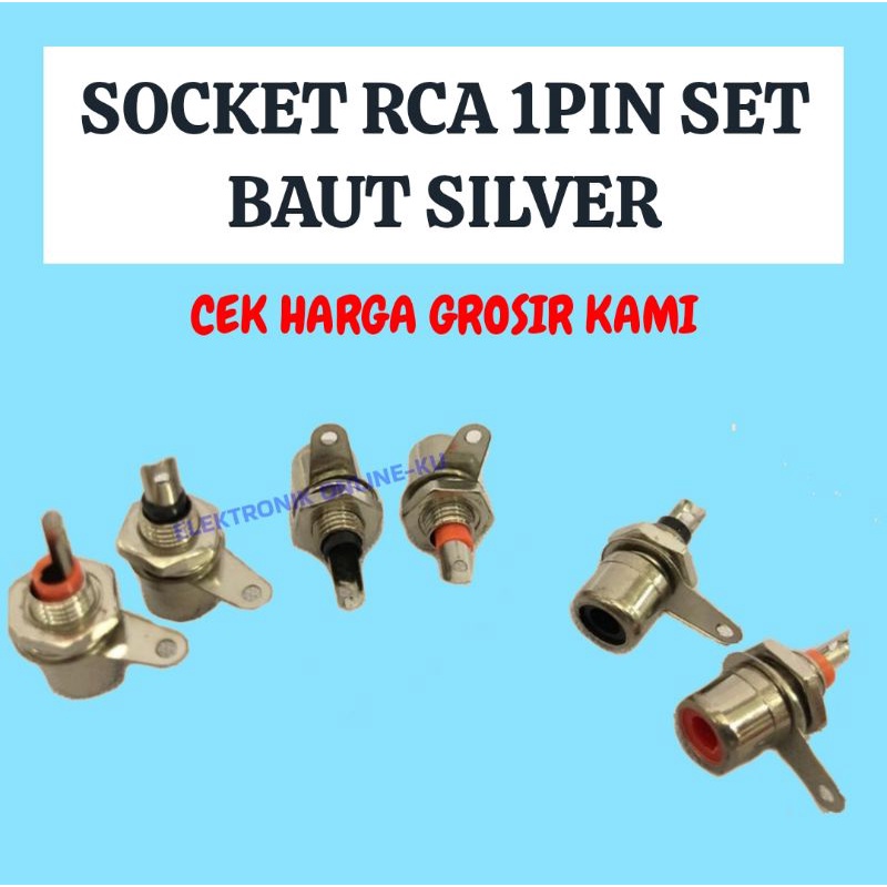 SOCKET RCA 1PIN SET BAUT SILVER