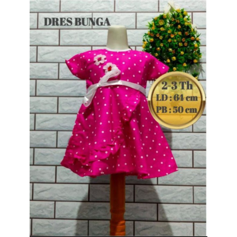 baju anak balita dress bunga umur 2-3tahun