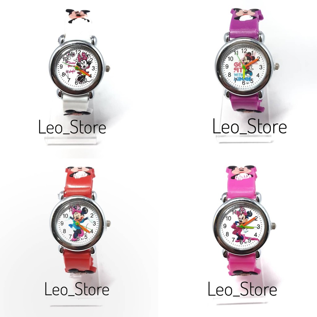 JAM TANGAN ANAK CEWEK KARAKTER MICKEY MOUSE READY DENGAN 4 WARNA MENARIK
