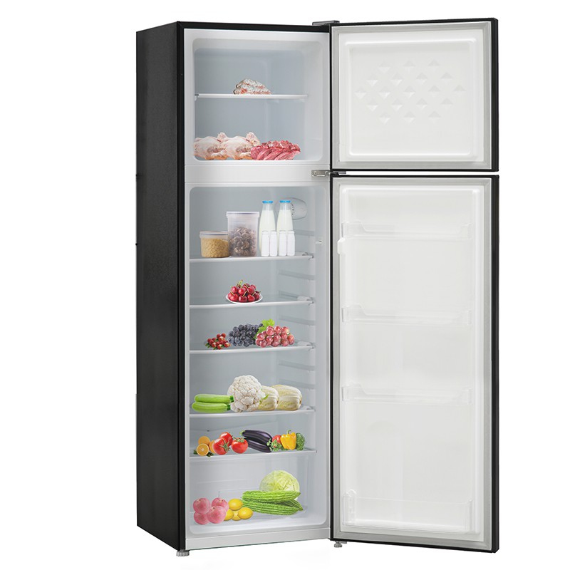 Changhong Kulkas 2 Pintu  (Refrigerator) Lemari Es Kapasitas 180 Liter CRF238 – Black (Semi Auto No Frost) (Kapasitas Besar) (Tempered Glass) (Kombinasi Pendinginan-Pembeku) (Engsel Pintu Fleksibel) (Interior Kulkas Dengan Food Grade) (Pembekuan Sempurna)