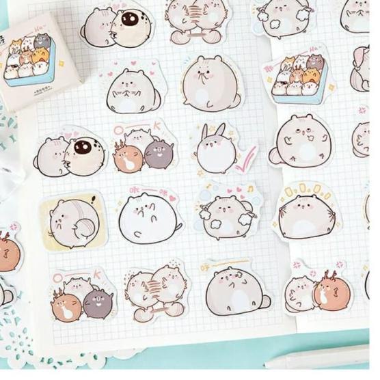 

✲ 45 pcs Sticker Cute Fat Bunny Scrapbook DIY Bujo Planner Diary Stempel ➹