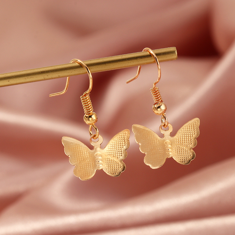 Korean Fashion Simple Butterfly Gold Earrings Sweet Temperament Silver Earring Jewelry Accessories