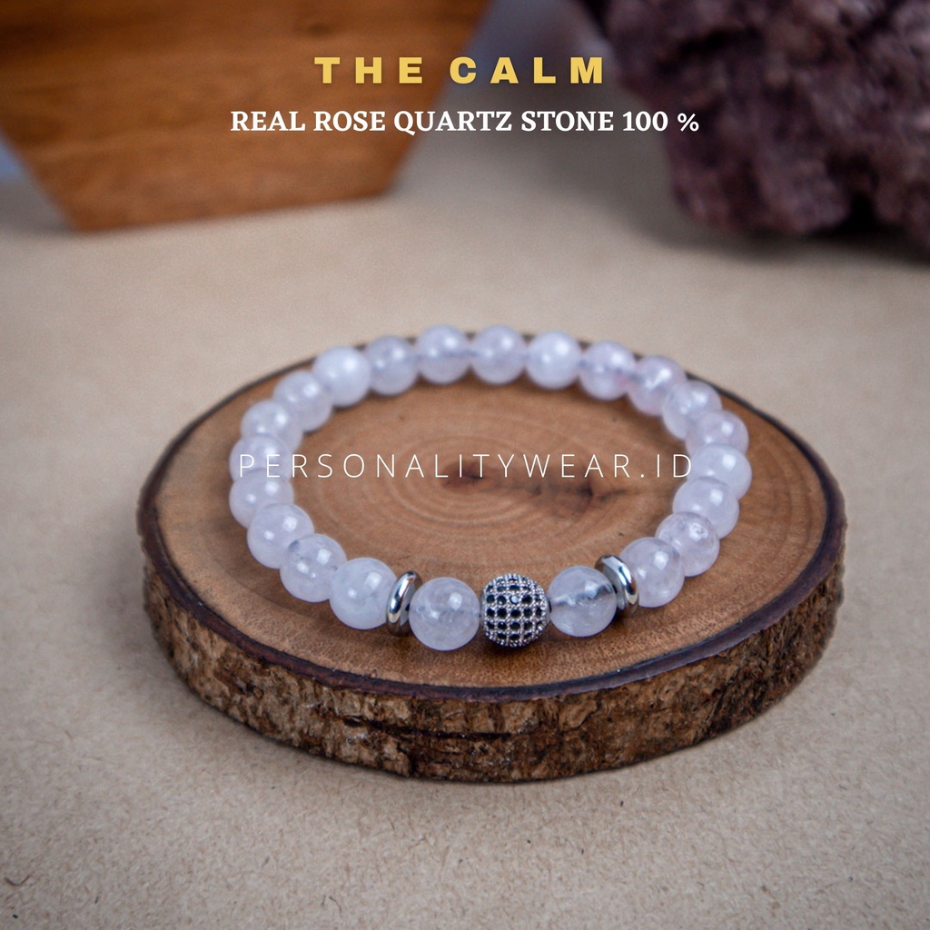 Rizacraft Gelang Batu Kristal Rose Quartz Pink Merah Muda Pria Wanita Cowok Cewek Keren Dewasa  ASLI