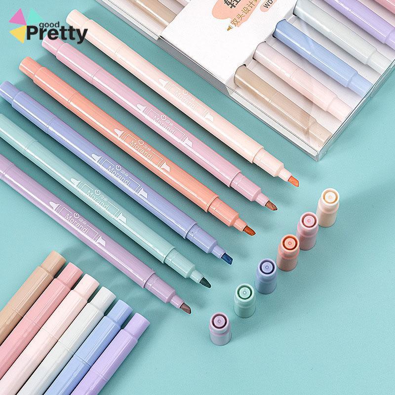 6PCS Spidol Highlighter Dua Sisi Ujung Lembut - PD