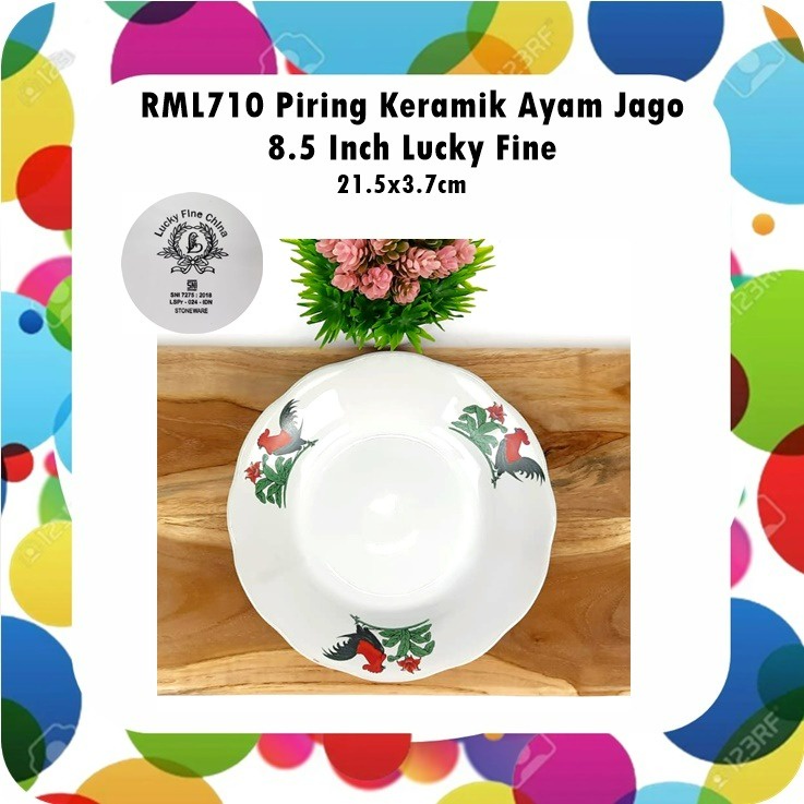 RML710 Piring Keramik Ayam Jago 8.5 Inch Lucky Fine