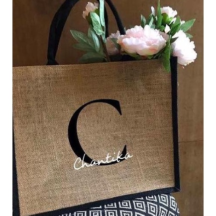 Tas Goni Jute Bag Tote Bag Custom Monogram Series BAGUS