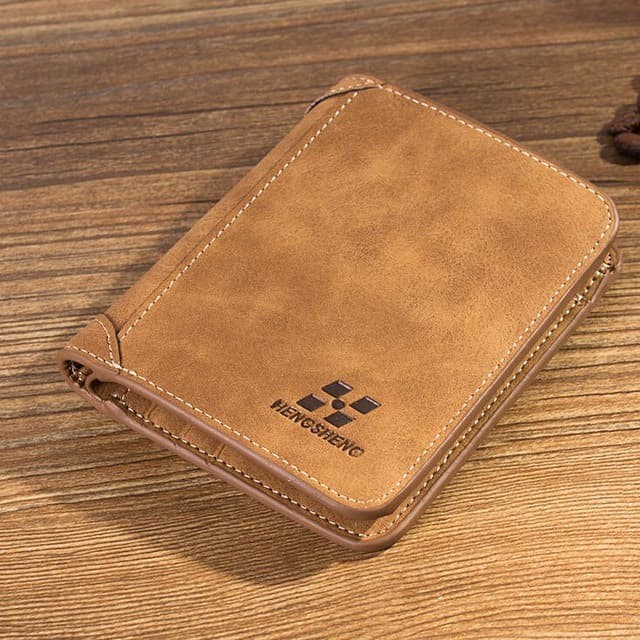 Rhodey Dompet Kulit Pria Bahan Nubuck Model Vertical - G1166 - Brown