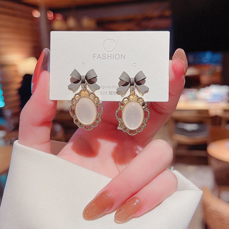 Anting Desain Opal Bow Bahan S925 Untuk Wanita