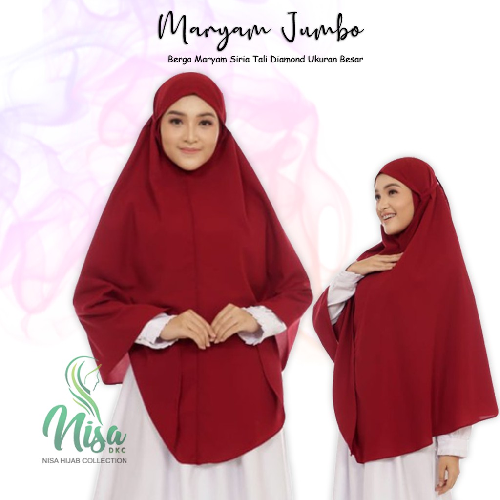 Siria Tali Diamond Jumbo Bergo Maryam Big Size Hijab Polos