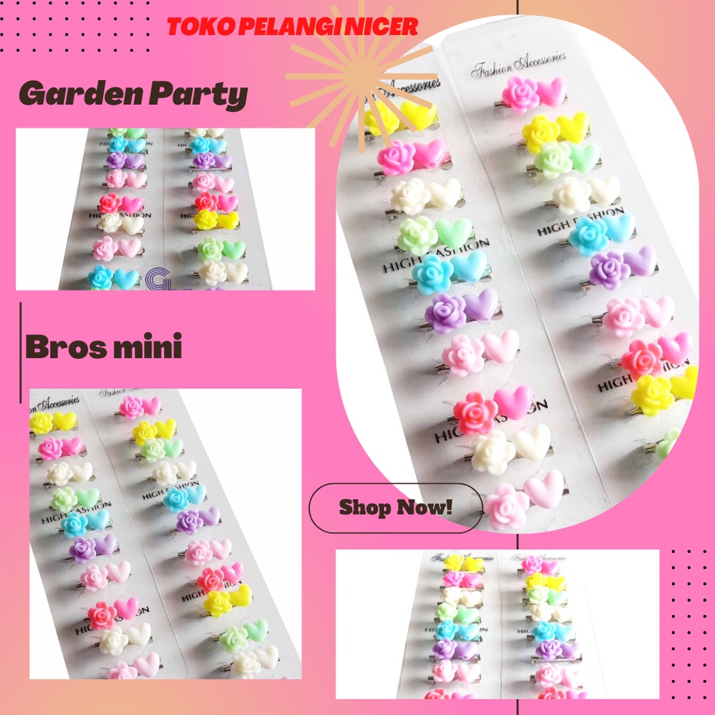 Bros Baju Mini - Bros Kecil Imut Edisi Love Flower- Bros Dagu - Bross Hijab - Peniti Pin Bros Murah-Bros Clay