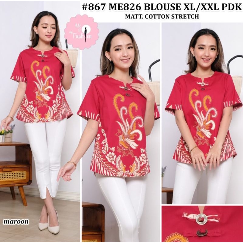 batik cheongsam batik imlek merah - batik jumbo atasan merah cheongsam - batik tradisional