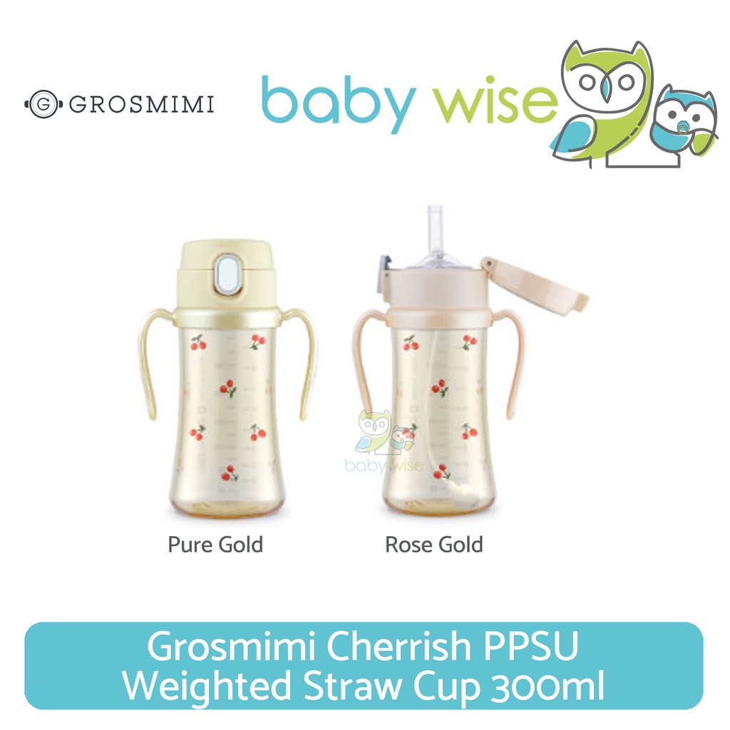 Grosmimi PPSU Cherrish Weighted Straw Cup 300ml