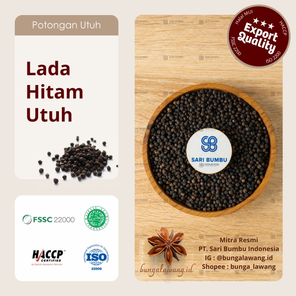 

Lada Hitam Utuh / Black Pepper Seed Export Quality