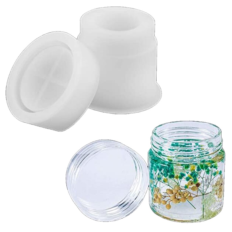 SIY  Storage Bottle Jar Crystal Resin Mold Sealed Container with Lid Silicone Mould