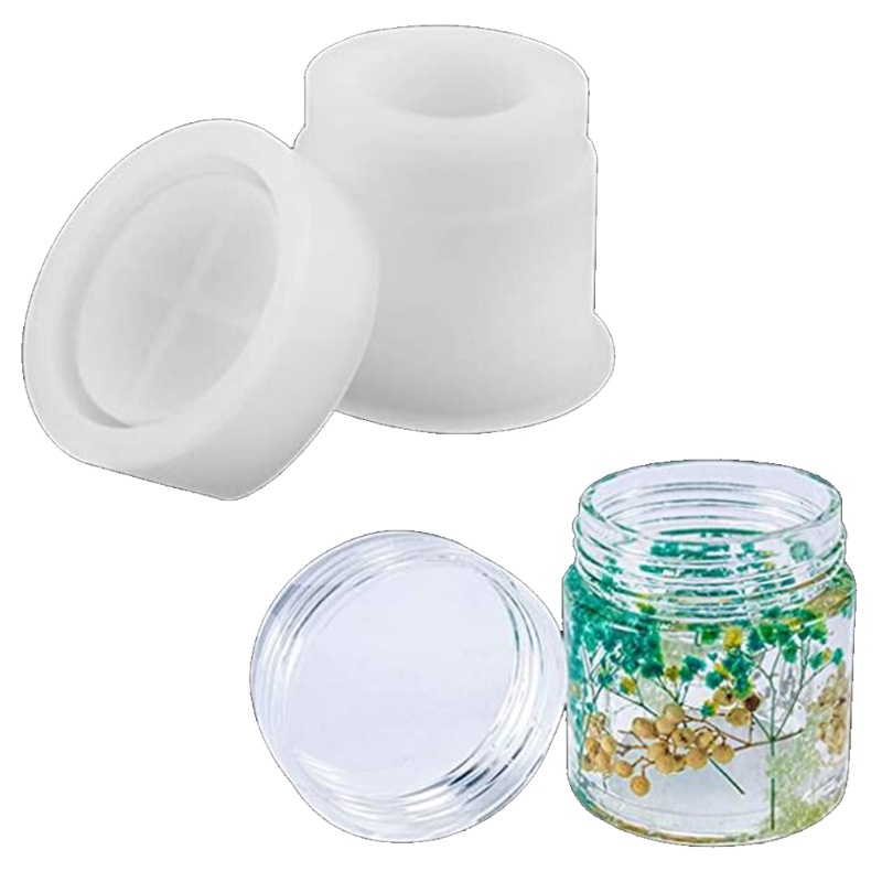 SIY  Storage Bottle Jar Crystal Resin Mold Sealed Container with Lid Silicone Mould