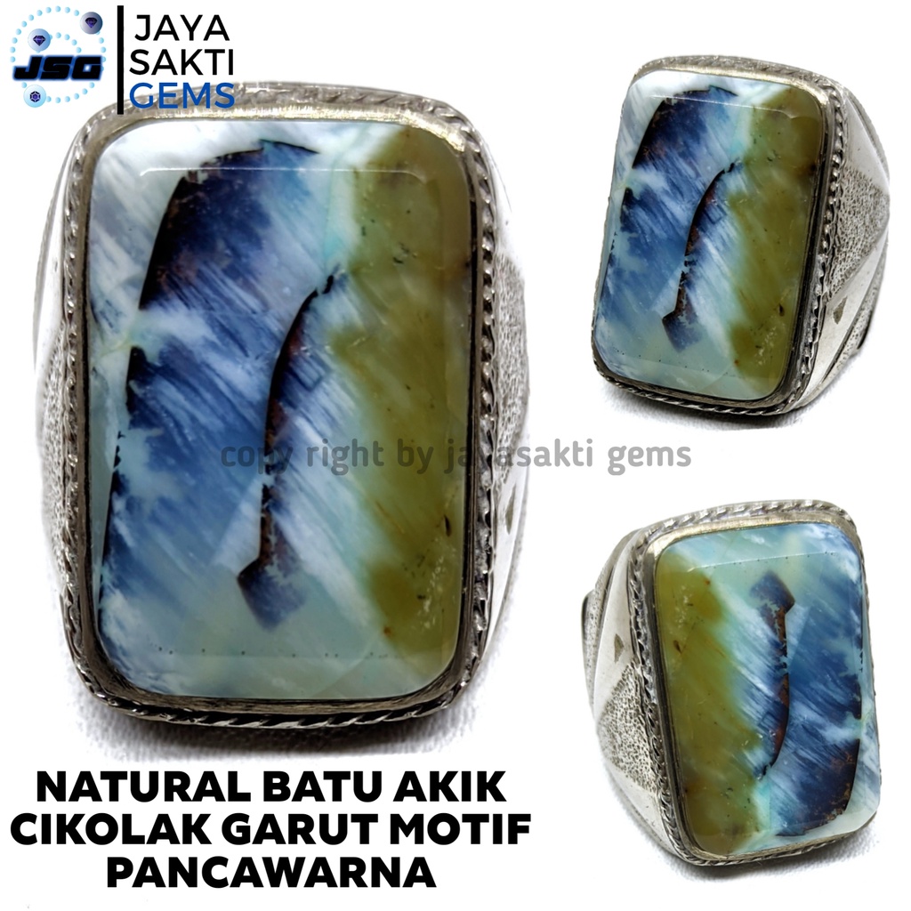 Natural Batu Akik Cikolak Garut Motif Pancawarna CKG06