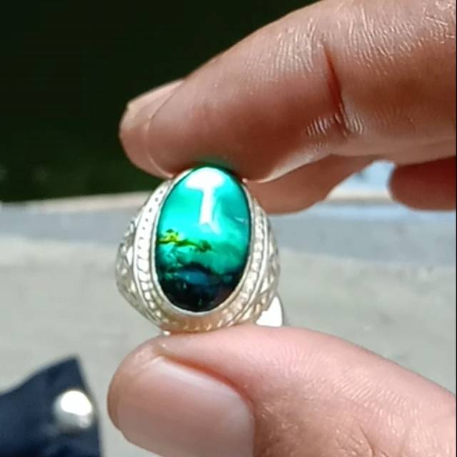 BACAN DOKO MAJIKO KRISTAL PLOONG AJIIB MOTIF PEMANDANGAN EMBAN ALPAKA RING 6