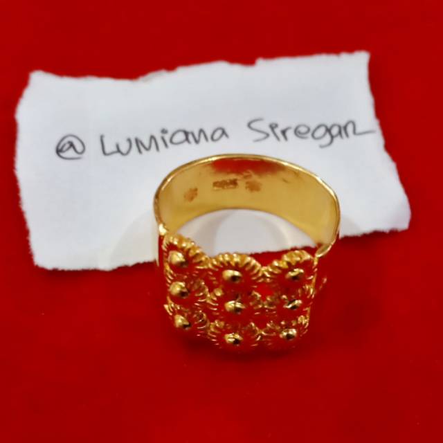Cincin Matahari 3 Baris 10 gr Mas LM London 24k 99,9% Lumiana Siregar Emas Toba