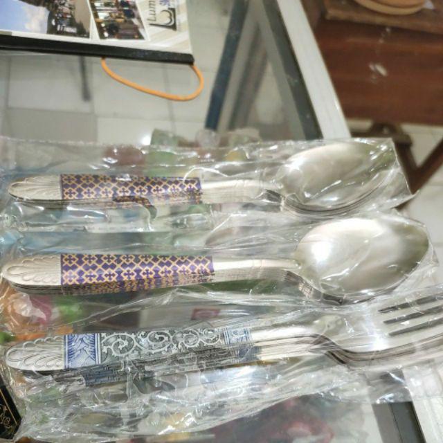 Sendok Batik 1lusin Sendok Makan Garfu Batik Stainlees Tebal