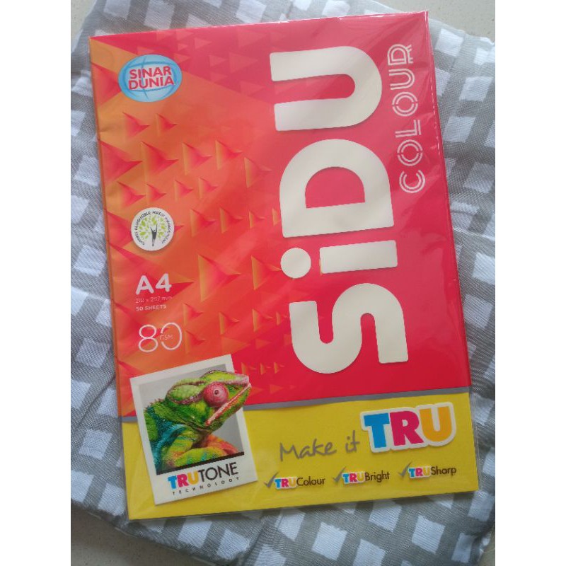 

Sidu colour 50 lembar A4 80gsm
