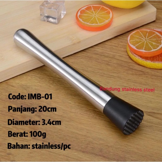 Muddler Ice crusher stick alat penghancur es batu buah kocktail stainless pc