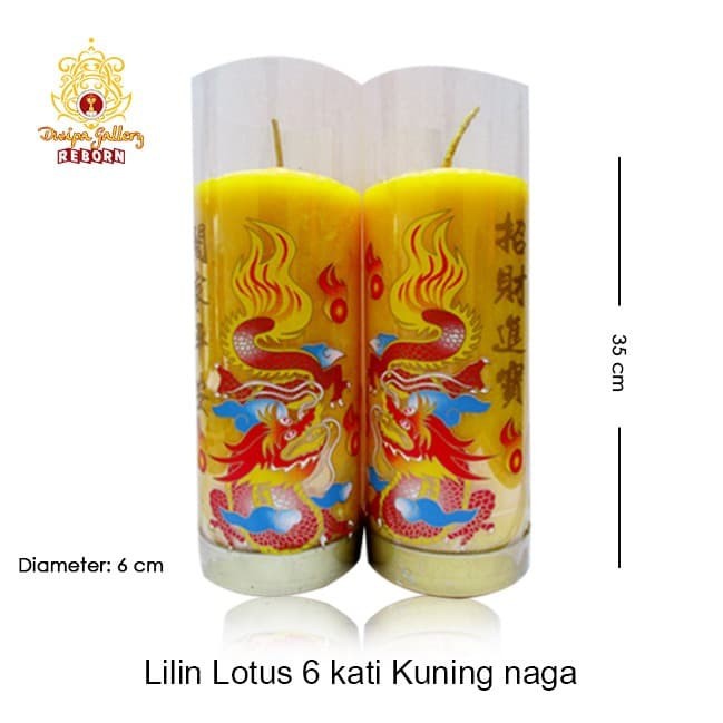 Lilin/Candle Puja Sembahyang Lotus 6 Kati Kuning Naga