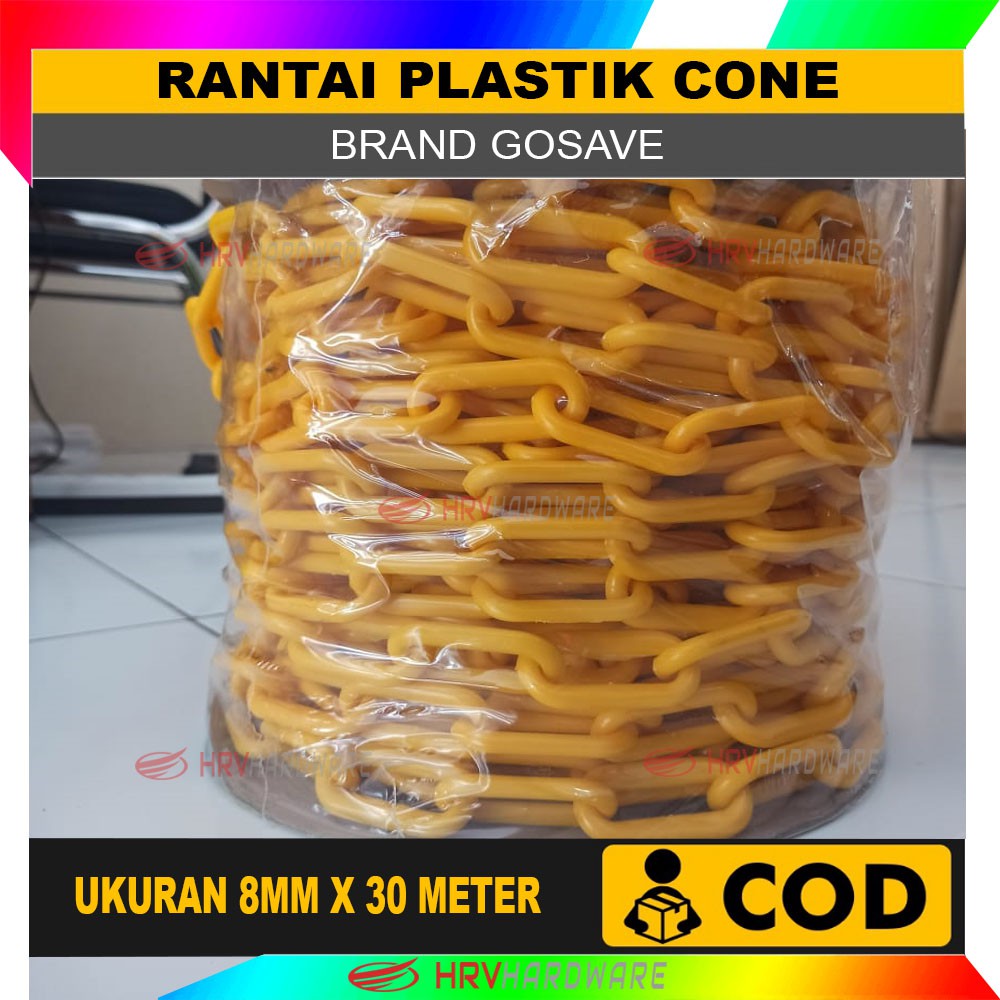 RANTAI CONE KERUCUT LALU LINTAS PLASTIK SAFETY TRAFFIC CONE 8MM X 30M