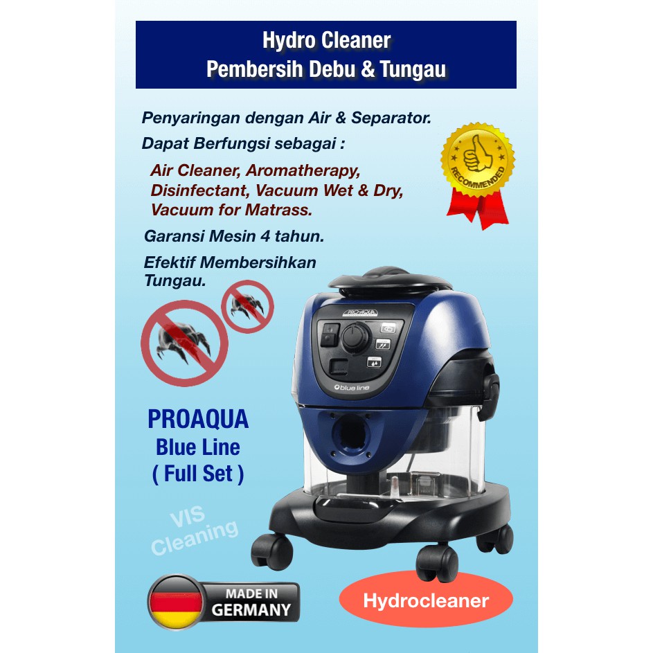 Hydrocleaner Pembersih Tungau &amp; Debu Proaqua Blue Line (Full Set)