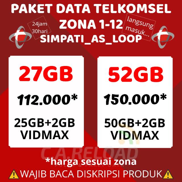 Murah Inject Paket Data Kuota Internet Telkomsel 27gb 52gb Shopee Indonesia