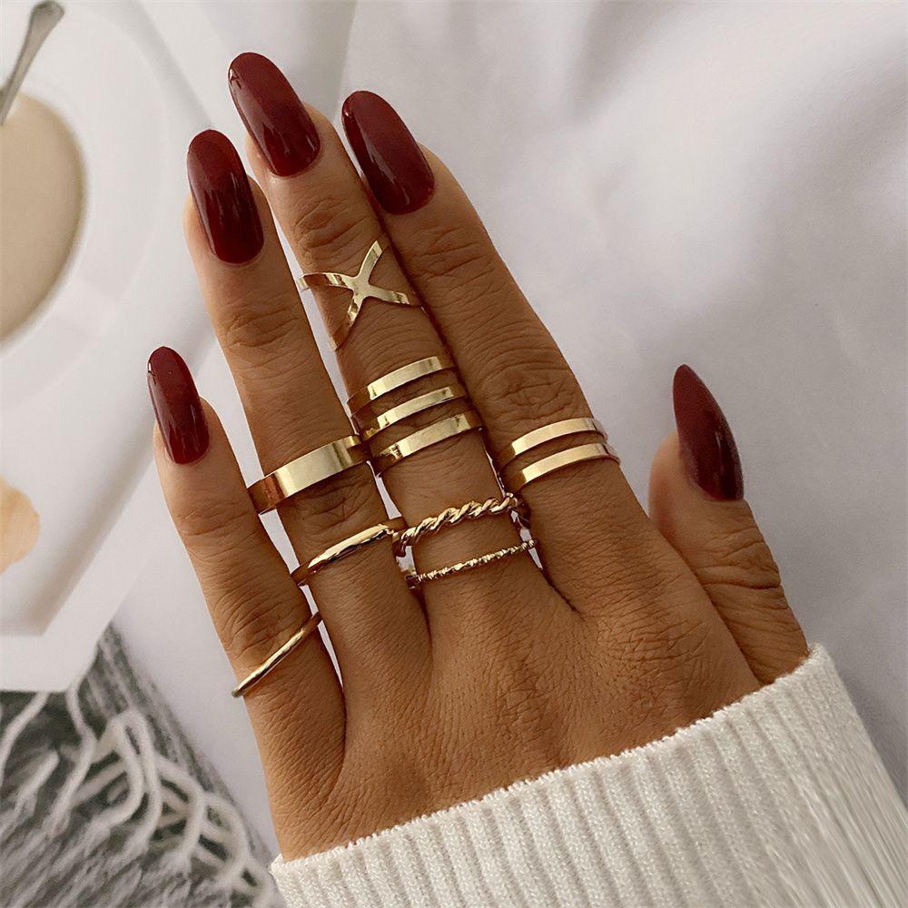 Set Cincin Hati Nanas Retro Bohemian Vintage Knuckle Rings