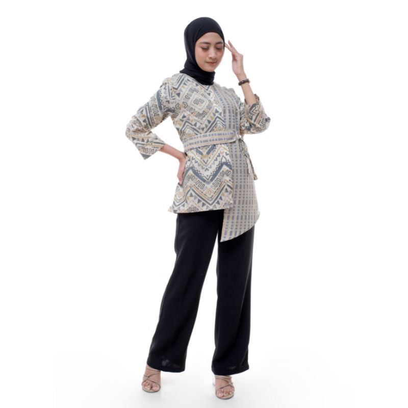 tey-17 Batik wanita ASJ SA HRB026 Kenongo Kemeja Tosca Pendek-2