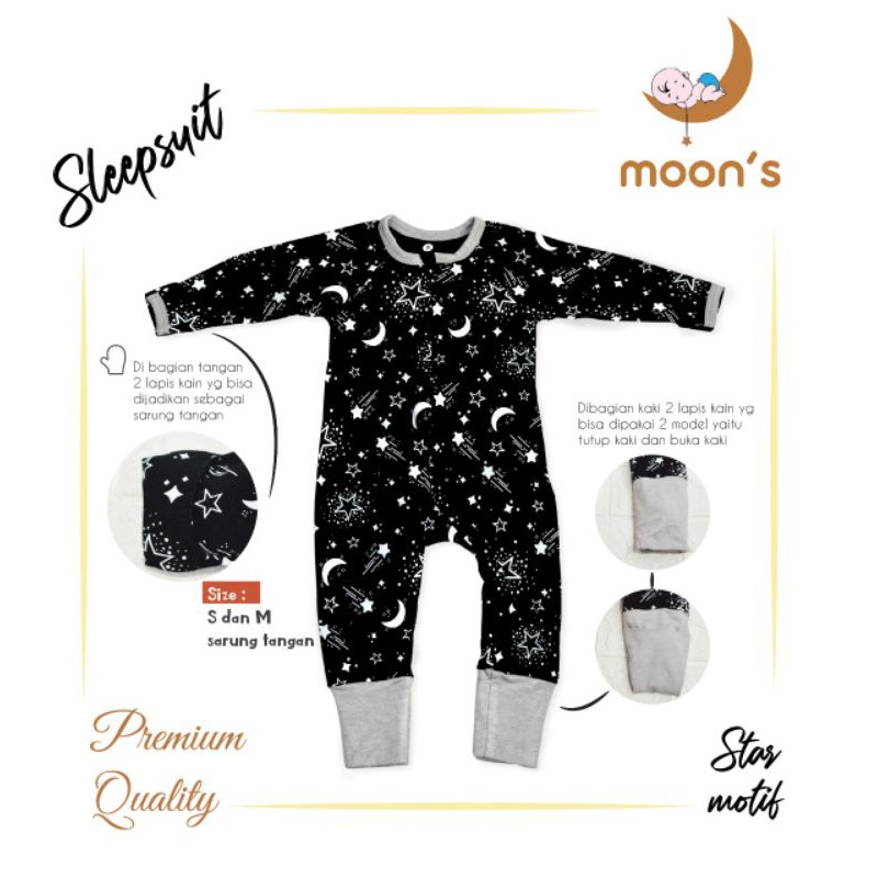 SML Moons Slepsuit Premium Motif Dita baby ,jumper bayi,Baju bayi