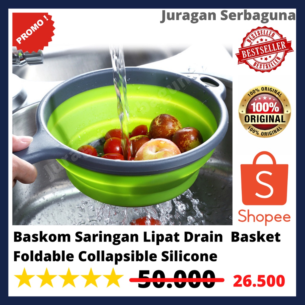 Baskom Saringan Lipat Drain Basket Foldable Collapsible Silicone