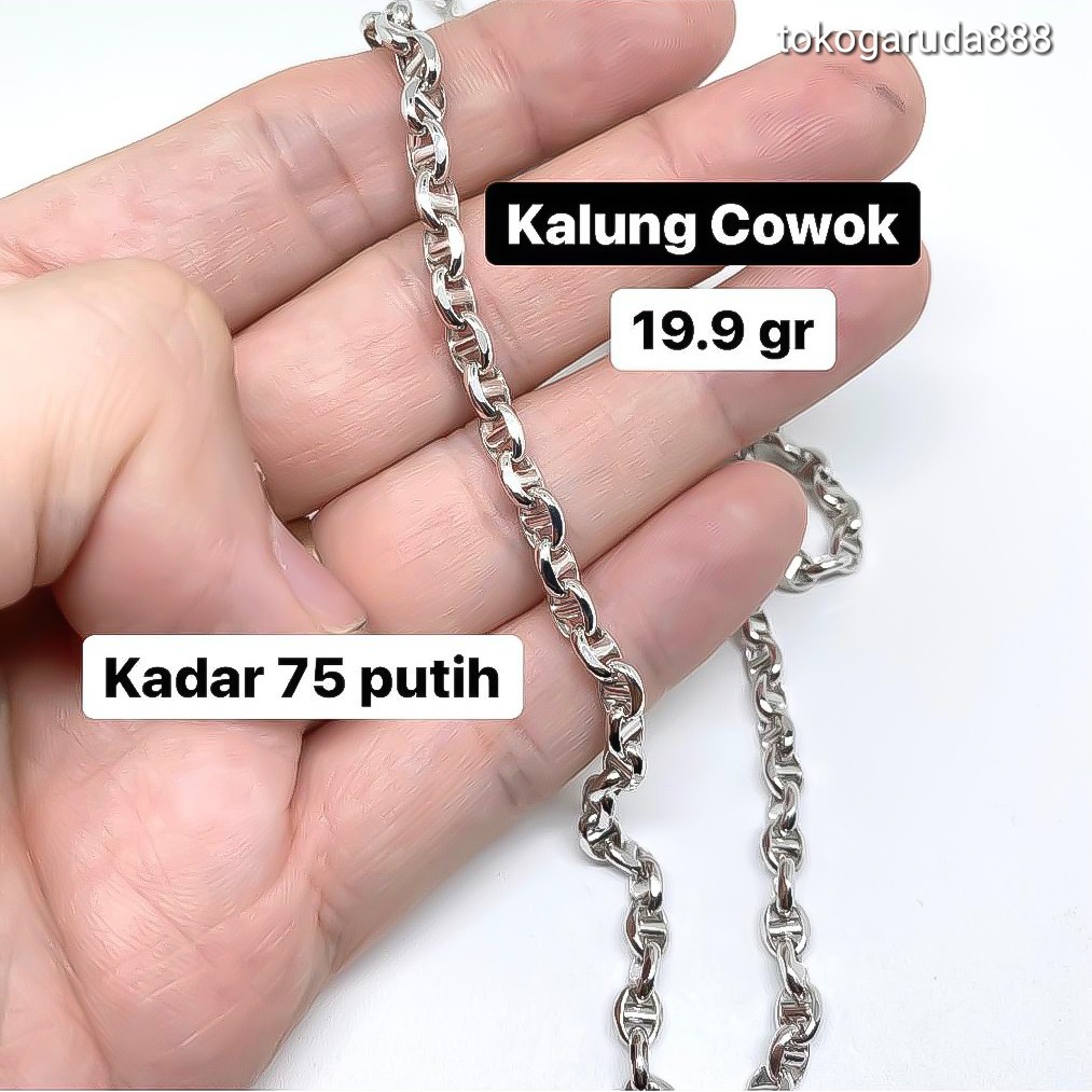 Rantai kalung anak dan dewasa emas asli kadar 750 75% panjang standar cowok cewek putih whitegold filk kilat kopi