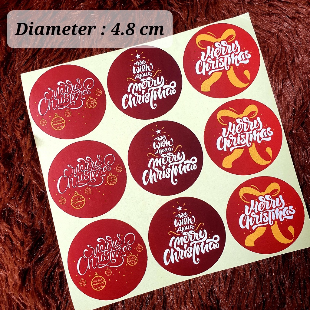 

Sticker Natal / Merry Christmas Bulat 4.8 cm - Stiker Hampers C