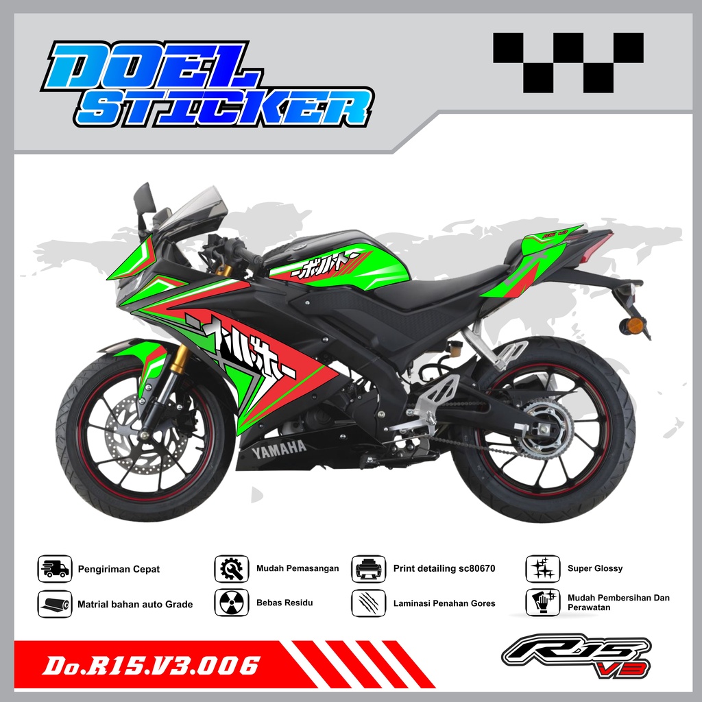 STICKER STRIPING R15 V3 - STICKER STRIPING SEMI FULL LIST VARIASI HOLOGRAM , CROME R15 V3 DOEL 006