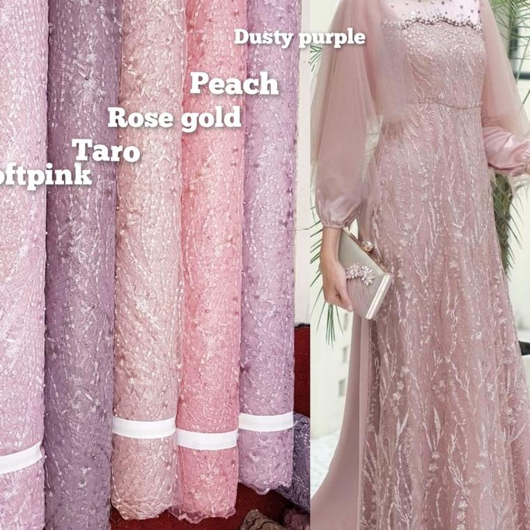 ⅍ bahan kain tille mutiara/kain tile meteran/brokat kebaya/kain tile kebaya ➮