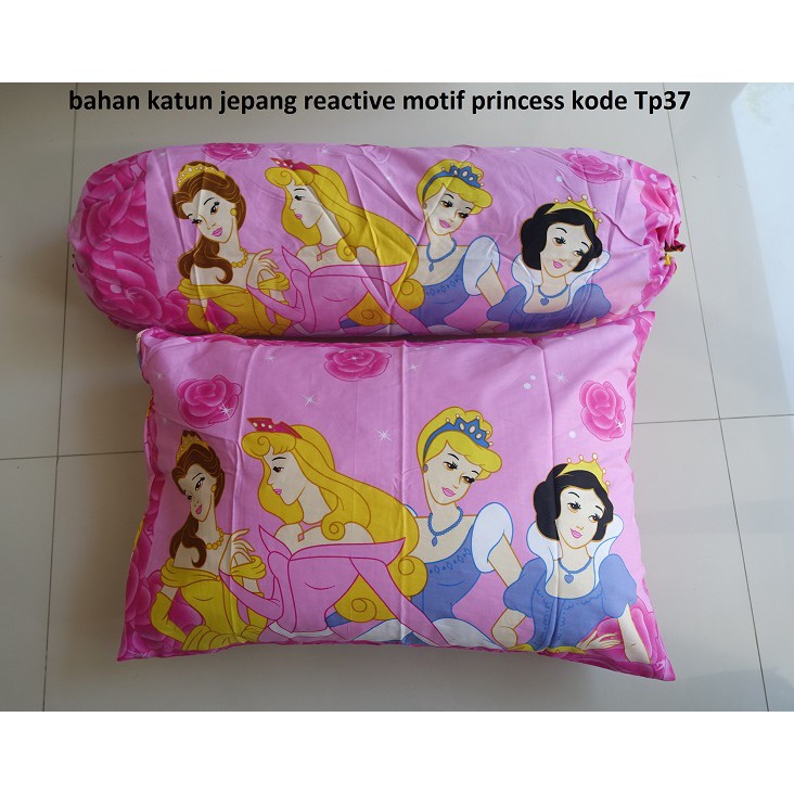 SALE 1 pasang (1 sarung bantal 50x70 gundul + 1 sr guling 76x100) motif karakter anak bahan katun je