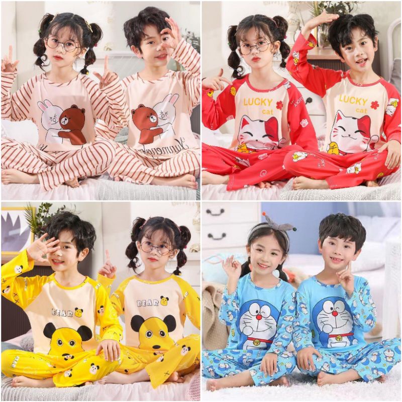 BAJU TIDUR ANAK STELAN PIYAMA PANJANG IMPORT / PIYAMA ANAK MURAH