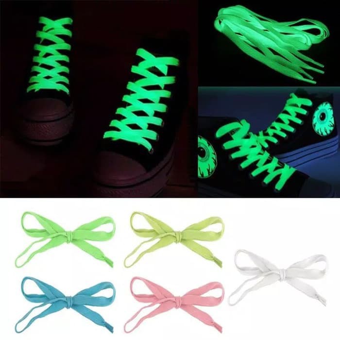 Shoe Lace Glow In The Dark Tali Sepatu Nyala Dalam Gelap Sepasang 80cm