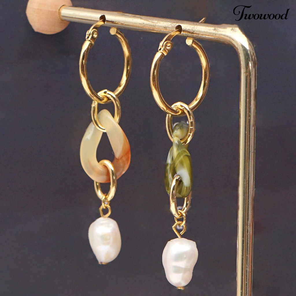Twowood 1 Pair Bohemian Earrings Faux Pearl Comfortable to Wear Baroque Style Exquisite Long Dangle Earrings for Party