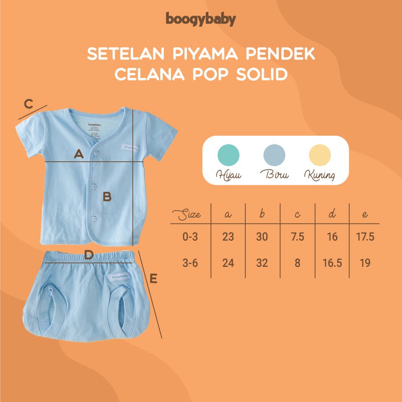 Setelan Pendek 0-3 3-6 Celana Pop Bayi - Top Basic - Pants Basic Boogybaby