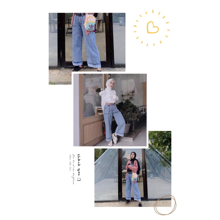 jeans saku samping jeans wanita kulot high waist pria boyfriend wanita kulot high waist anak perempu