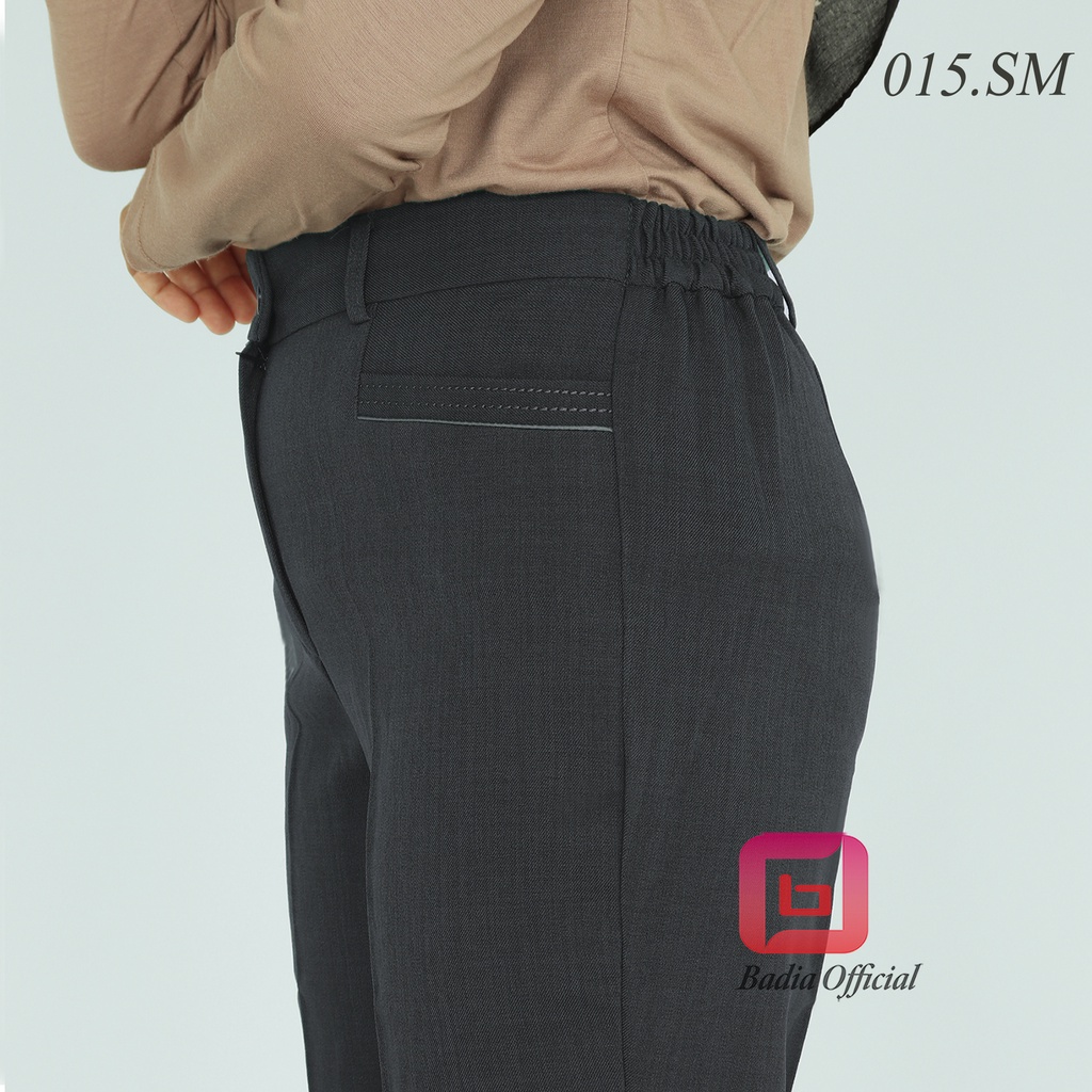 celana formal kerja kantor stretch jumbo wanita pinggang kancing karet sisi samping tinggi premium